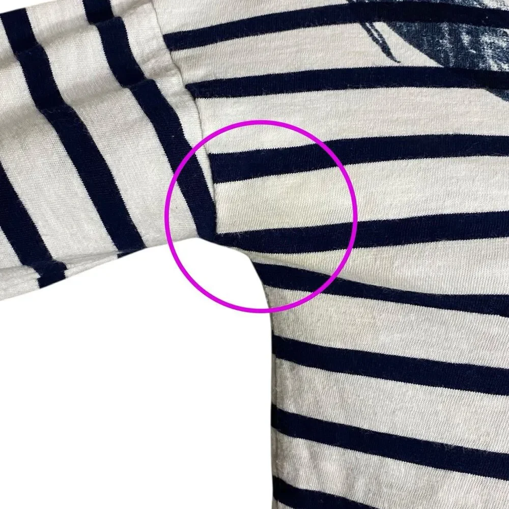J Crew Shirt Womens XXS Nautical Striped L/S Coastal Whale Wildlife Society